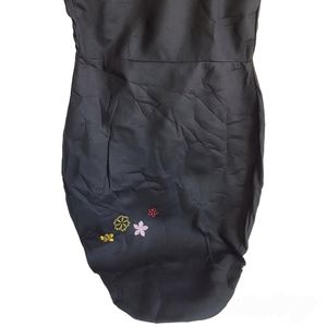 Adeco Universal 2 Piece Front Car Seat Cover Black W/Embroidery Flowers